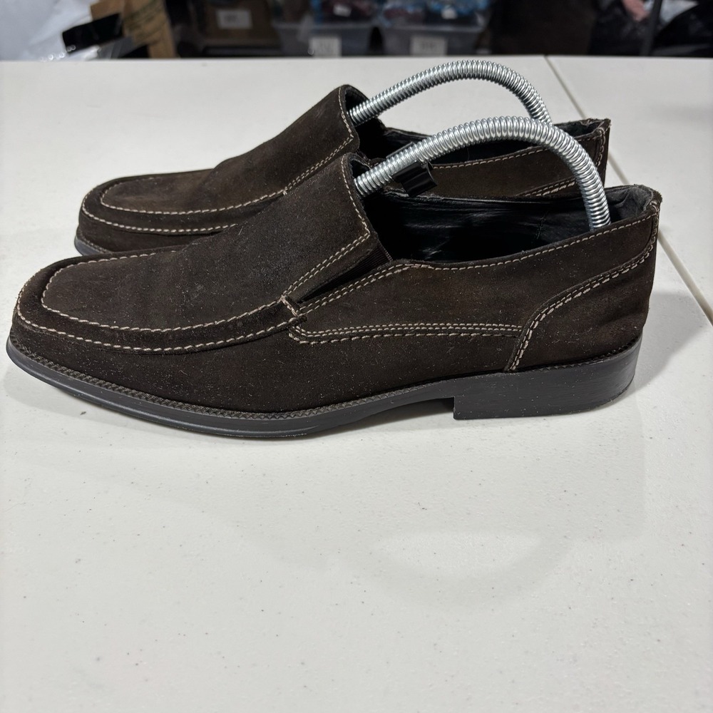 Natha Studio Mens Brown Leather Dress Casual Slip On Loafers 8.5M Suede Preppy
